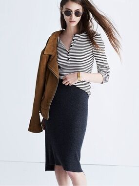 Madewell Rowhouse Merino Wool Blend Knitted Skirt L